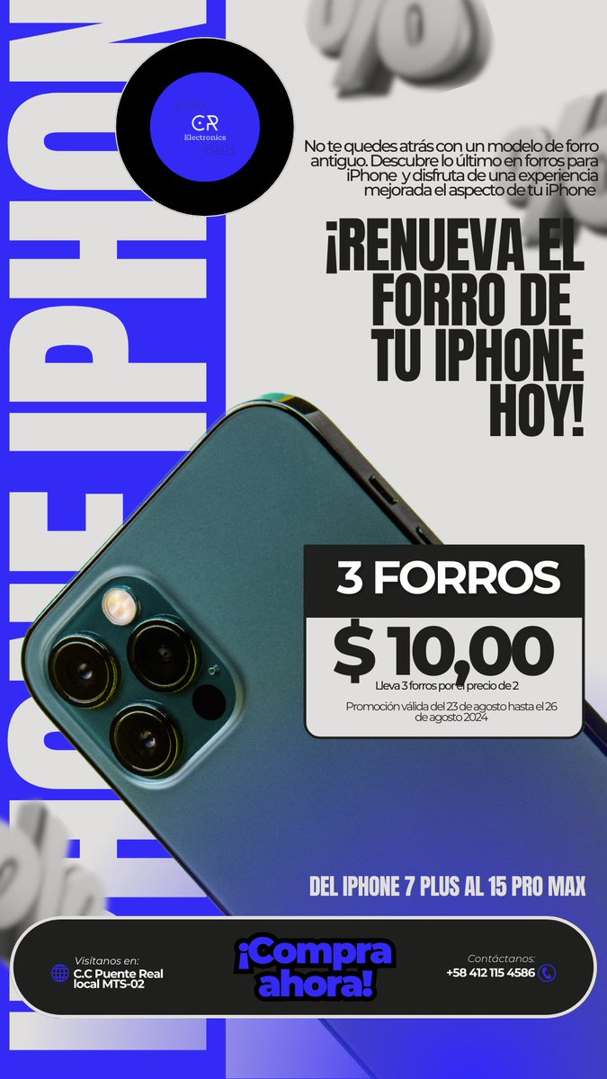 ricardoarg07's tweet photo. *¡Gran Promoción en CR Electronics!*

*3 forros por tan solo $10*

Visítanos en *C.C. Puente Real, Nivel Minitiendas, Local MTS-02, entrada por Supermercado Río* y no te pierdas esta oportunidad.

¡Te esperamos para que disfrutes de esta oferta imperdible! https://t.co/WjErofiFB9