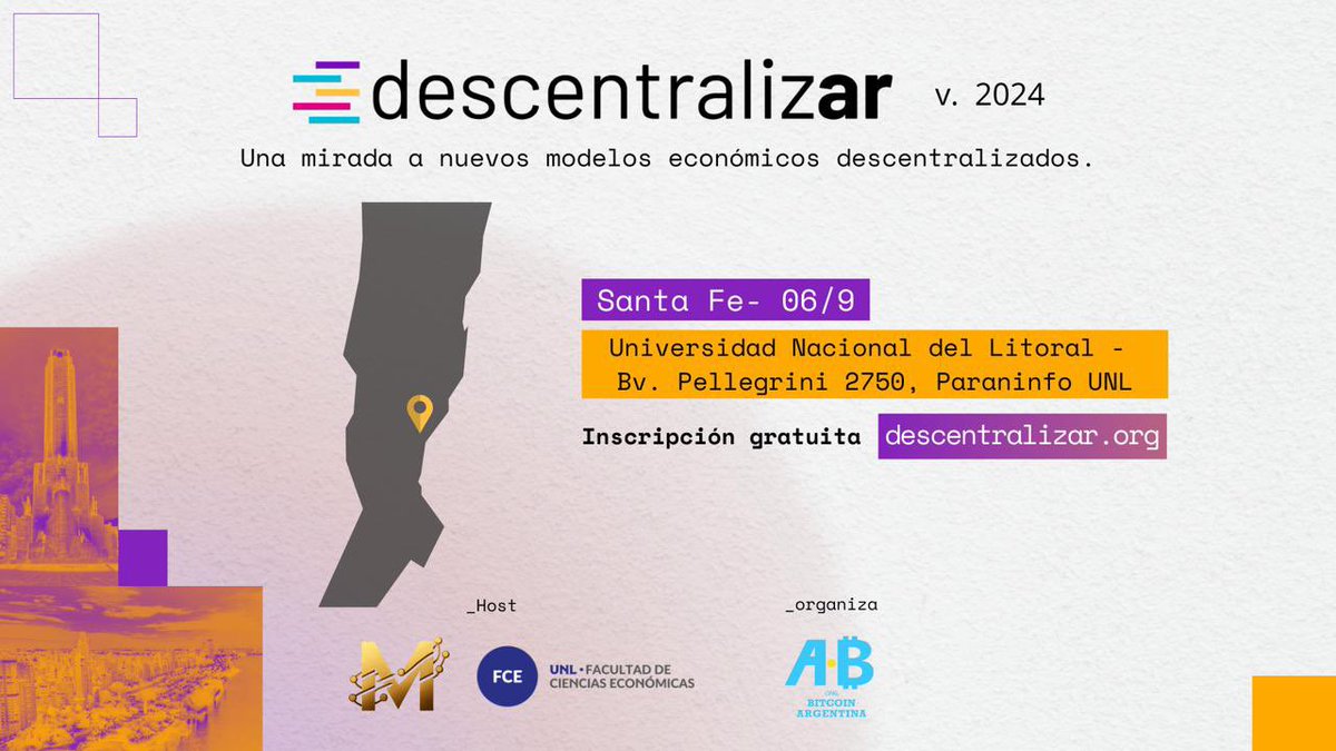 RodolfoBits's tweet photo. Si vos o tus amigos aun creen que #Bitcoin es sólo cuestión de FE, los esperamos por la Ciudad de SANTA FE, para cambiar de idea y descubrir su impacto futuro y el potencial de la descentralización en la 4ta Edición de #Descentralizar organizada por la @BitcoinAR .

Arr@ba a tus conocidos, o compartiles este tweet, para que no se pierdan esta mega oportunidad gratuita en la @UNLitoral.

Cupos Limitados: https://t.co/cEl75bkALQ
