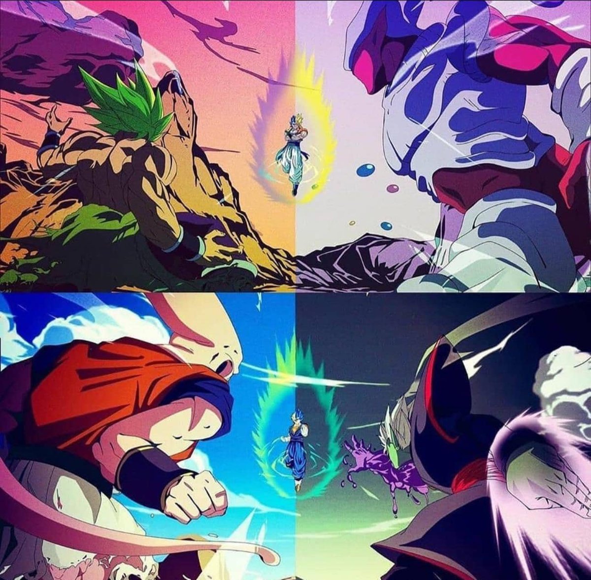 Gogeta and Vegetto about to thrash someone.

Phenomenal piece. Artist Unknown.