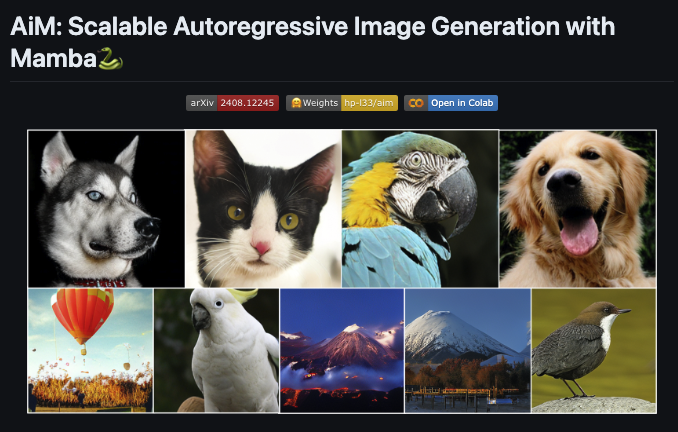 _akhaliq's tweet image. Scalable Autoregressive Image Generation with Mamba

discuss: huggingface.co/papers/2408.12…

model: huggingface.co/hp-l33/aim

We introduce AiM, an autoregressive (AR) image generative model based on Mamba architecture. AiM employs Mamba, a novel state-space model characterized by its…