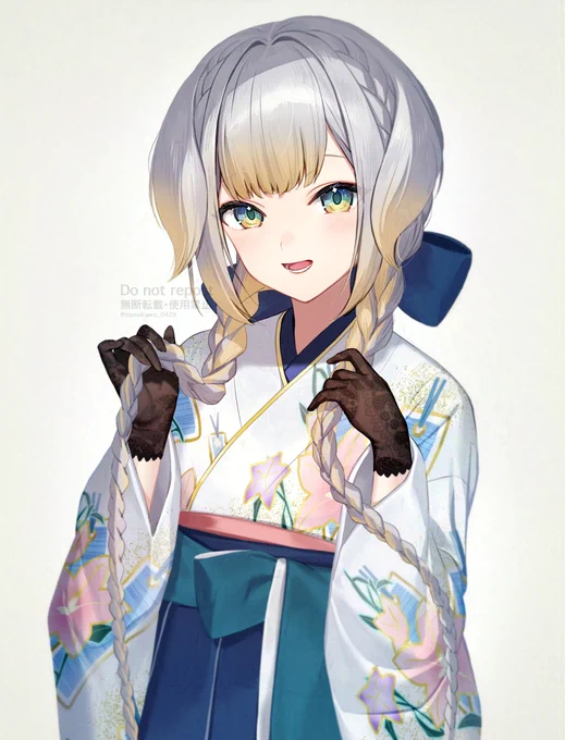 編み込み三つ編み黒手袋でかリボン全部好き #栞葉書