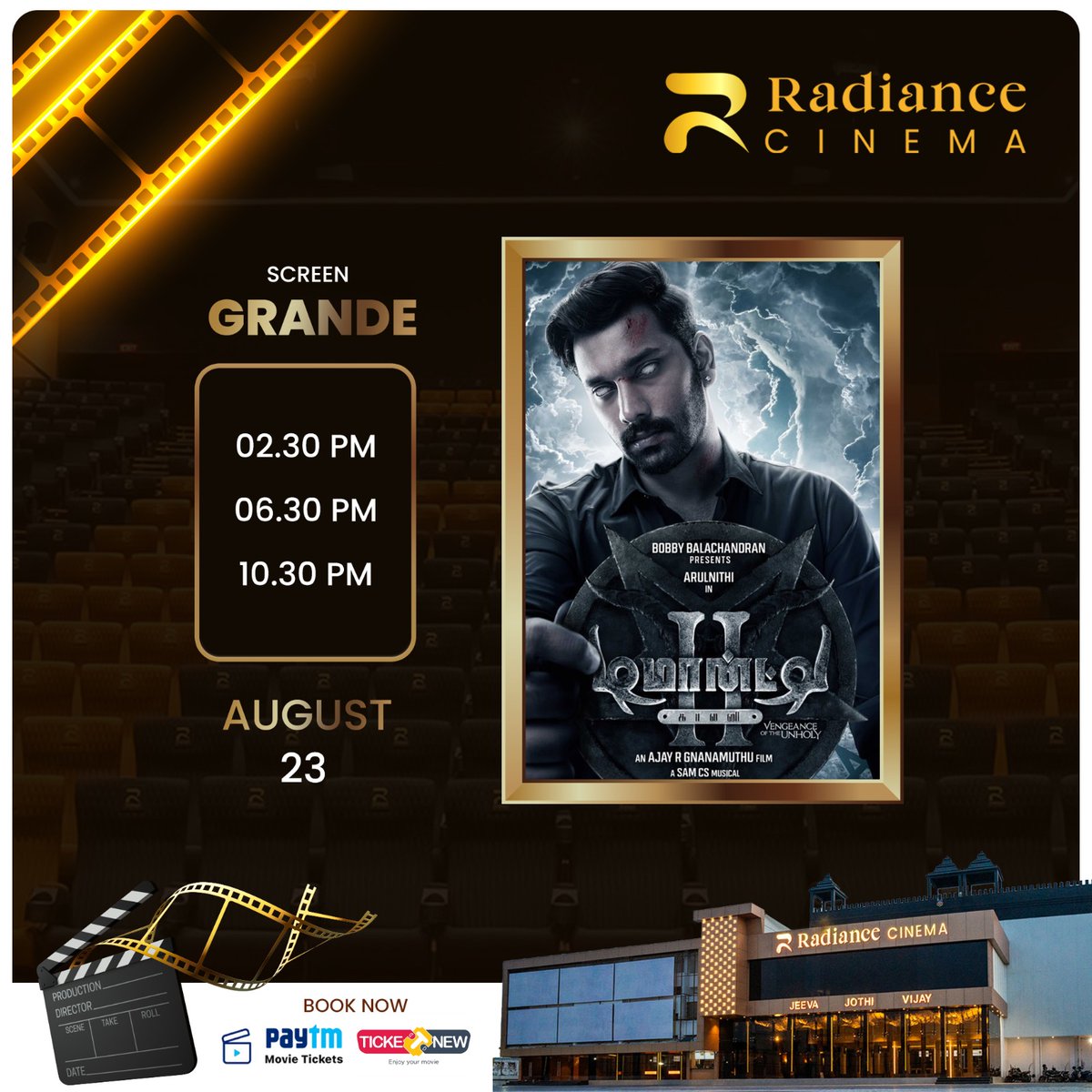 RadianceCinema's tweet image. #DemonteColony2 is setting the box office on fire! 🔥🦇 Don’t miss out on this fiery blockbuster that’s got everyone talking. Grab your tickets now for a thrilling cinematic experience! 🎟️🎥

#MustWatch #BlockbusterHit #RadianceCinema #TrendingNow