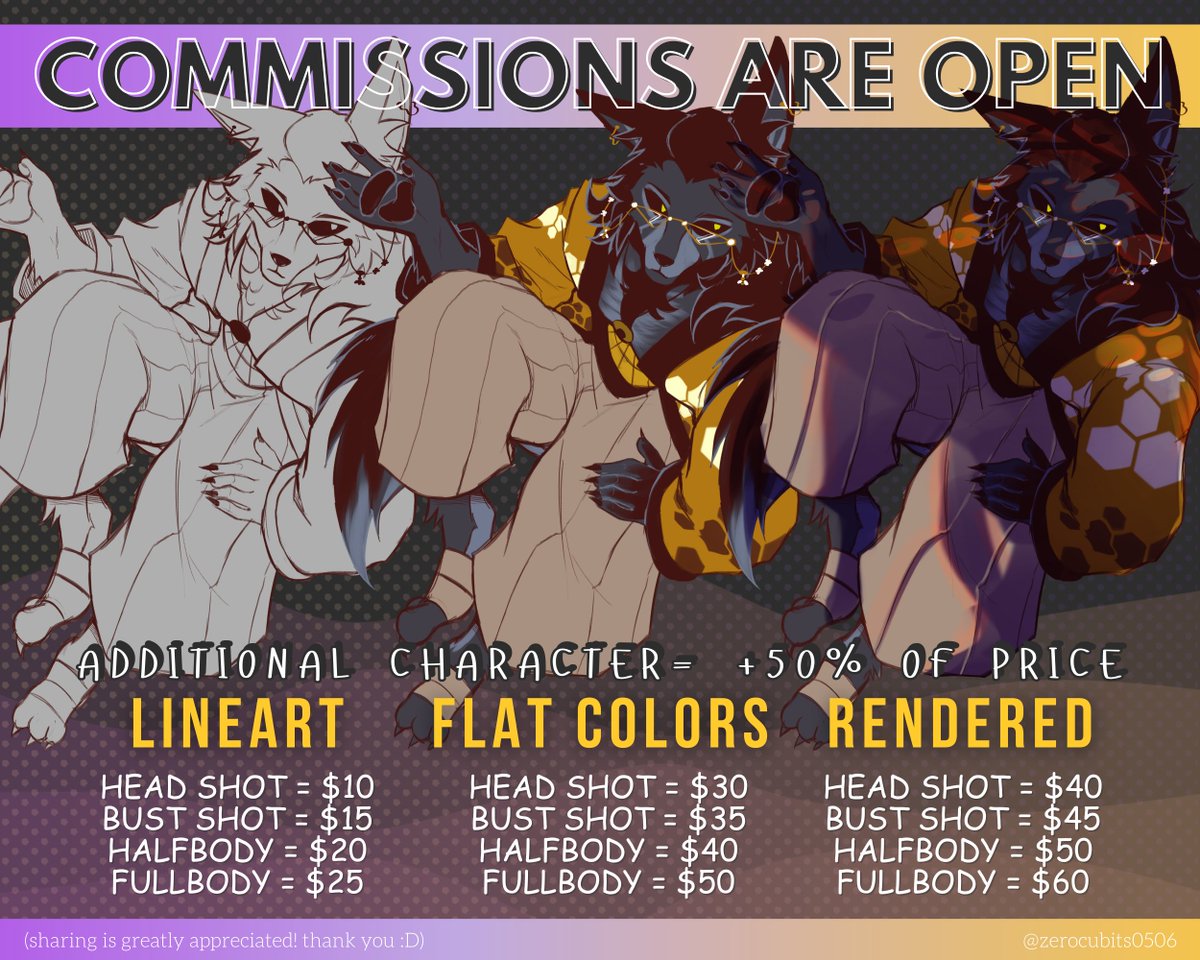 zerocubits0506's tweet photo. hi everyone ⭐️ i updated my prices! (as usual, my art commissions are open) sharing this post is greatly appreciated, thank you so much!!! 

#opencommissions #artcommission #commissiosopen #humanartist #NoAI https://t.co/k5FkYvFQOV