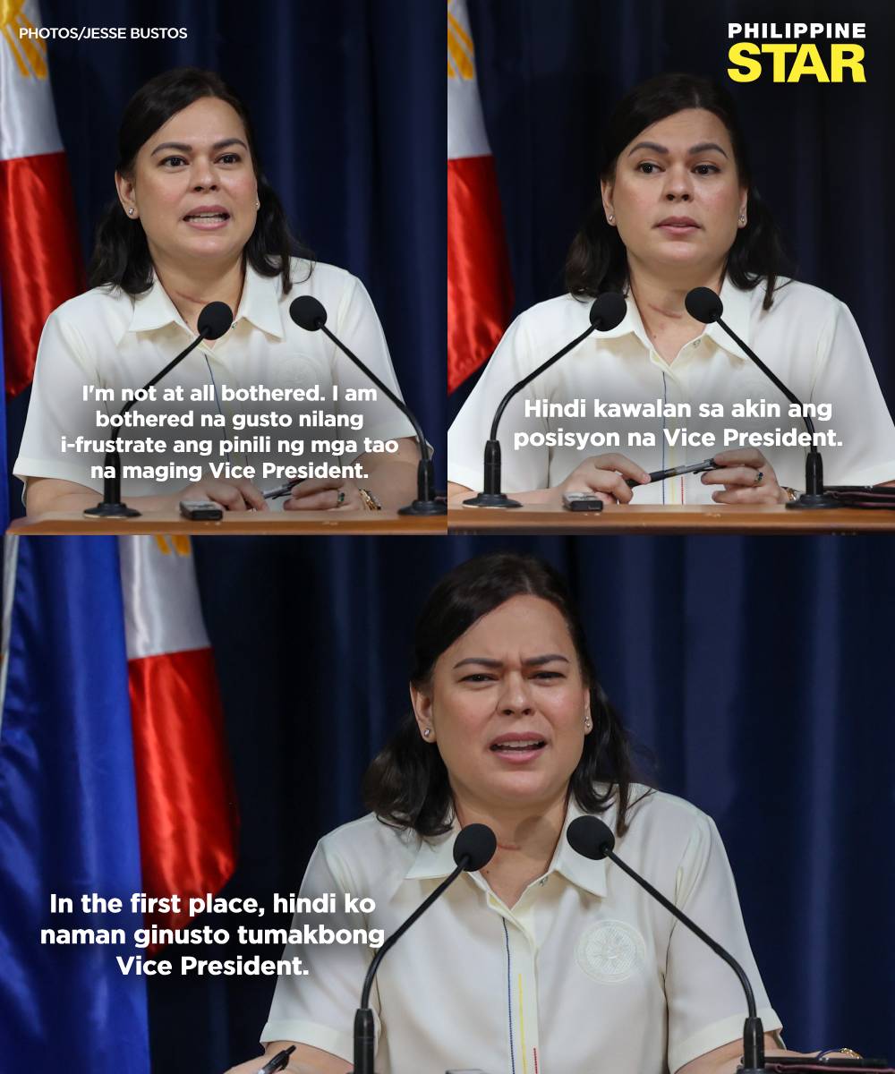 PhilippineStar's tweet photo. 'HINDI KO GINUSTO TUMAKBONG VP'

Vice President Sara Duterte said she is not bothered by the alleged impeachment of her by the House of Representatives, saying that the vice presidency is not a loss. https://t.co/bI5EYA24qx