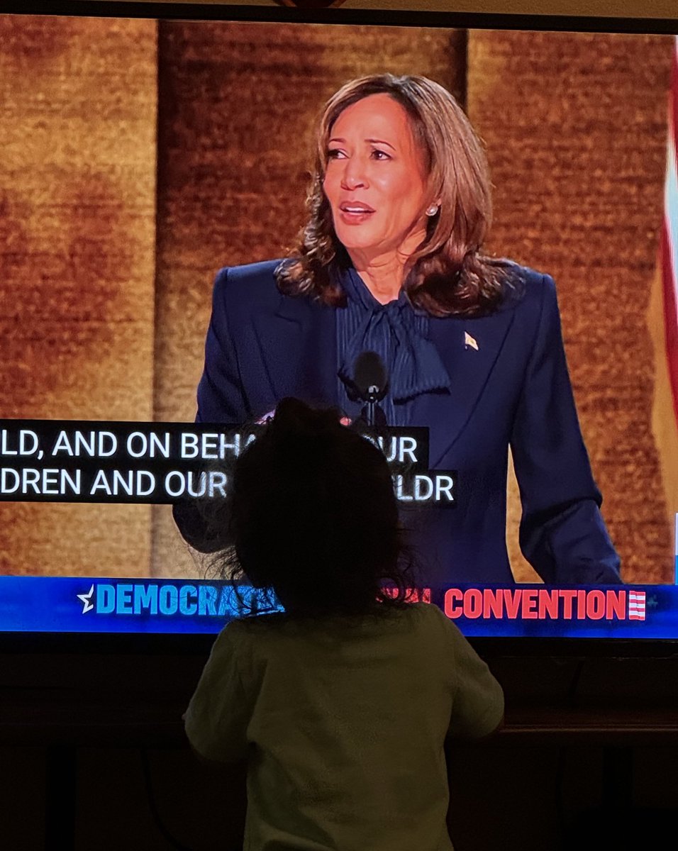ShamOnTwit's tweet photo. My kid already hooting for you #KamalaHarris #DNC2024 https://t.co/hvtIalXFXX