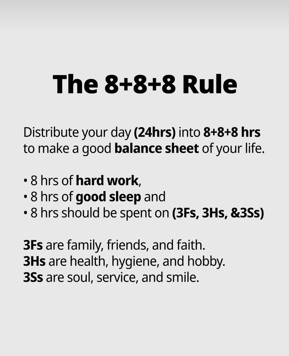 readswithravi's tweet photo. The 8+8+8 Rule ‼️ https://t.co/1R4XgjzSU2
