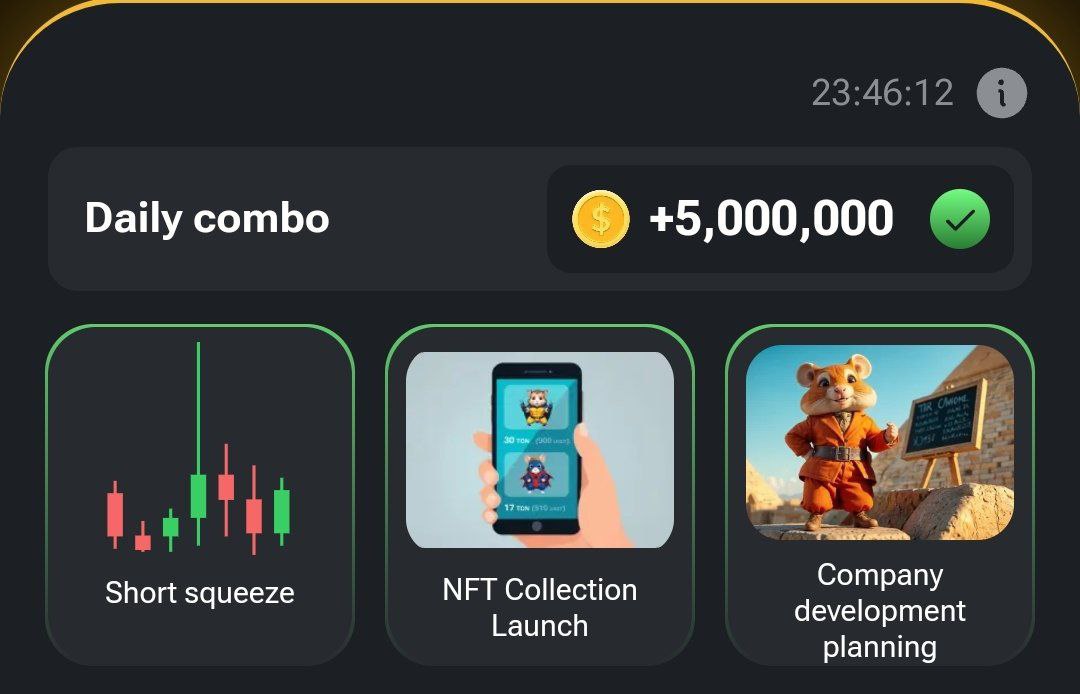 crypto_prince__'s tweet image. 🐹 Hamster Kombat  Daily Combo 

 🗓️23/08/2024

✅Daily combo
✅Daily cipher
✅Mini game

H𝙖𝙢𝙨𝙩𝙚𝙧 𝙆𝙤𝙢𝙗𝙖𝙩 C𝙞𝙥𝙝𝙚𝙧 C𝙤𝙙𝙚

C: ▬ ● ▬ ●
L: ● ▬ ● ●
O: ▬ ▬ ▬
N: ▬ ●
E: ●

Follow @crypto_prince__ Like ❤️ and Repost 🔄

#hamsterkombatcombo #dailycombo