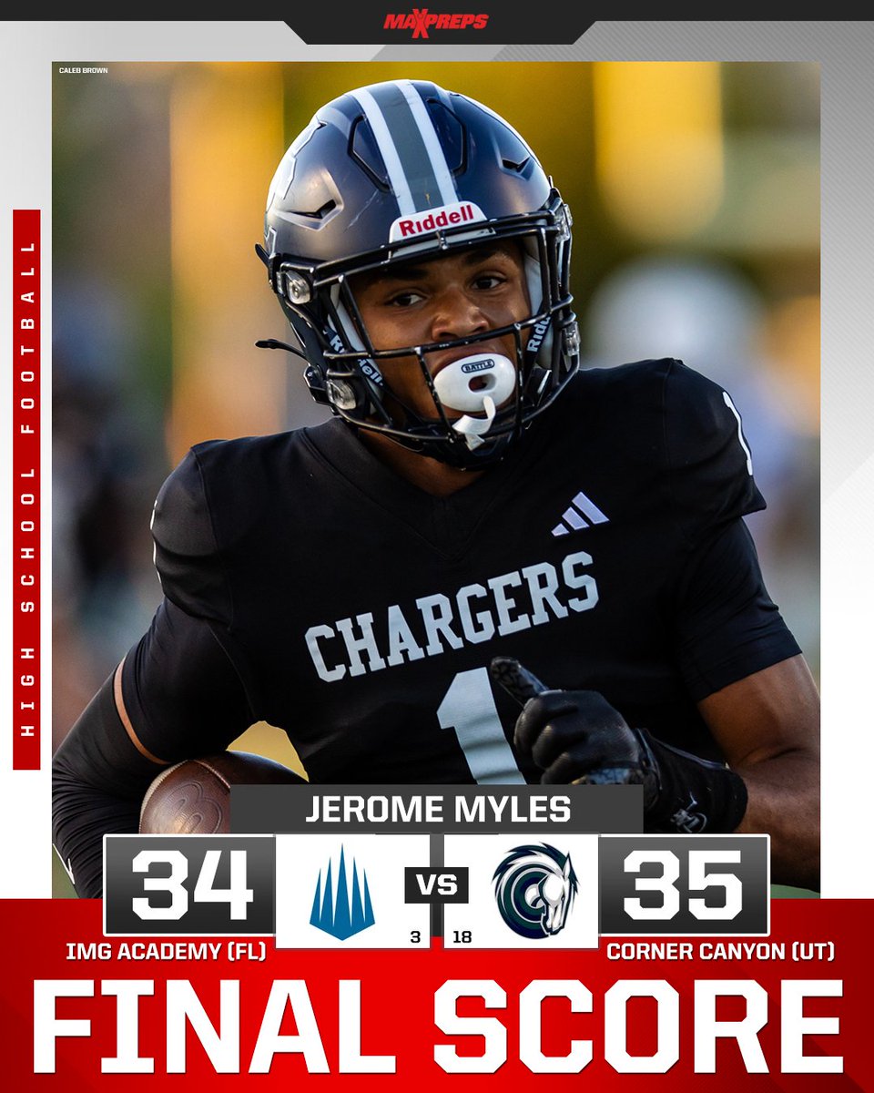 No. 18 Corner Canyon (UT) UPSETS No. 3 IMG Academy (FL) 35-34 😮 <a href="/CCHSFOOTBALL_/">CornerCanyonFootball</a>
