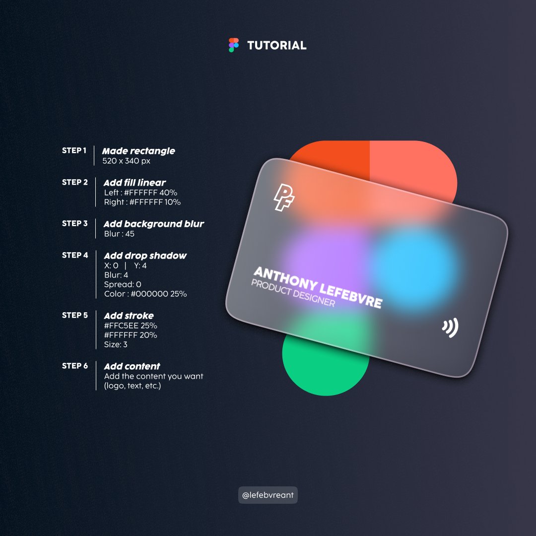 Créer un effet de verre dans Figma ? 🤔
C'est simple &amp; rapide 🚀

Tu peux facilement recréer la carte bancaire de <a href="/n26/">N26</a>  maintenant 😉

Si tu veux en savoir un max sur Figma
👉 productfamily.co/portfolio/figm…

#figma #figmatips #figmatutorial #light #shadow #glass #glasseffect
