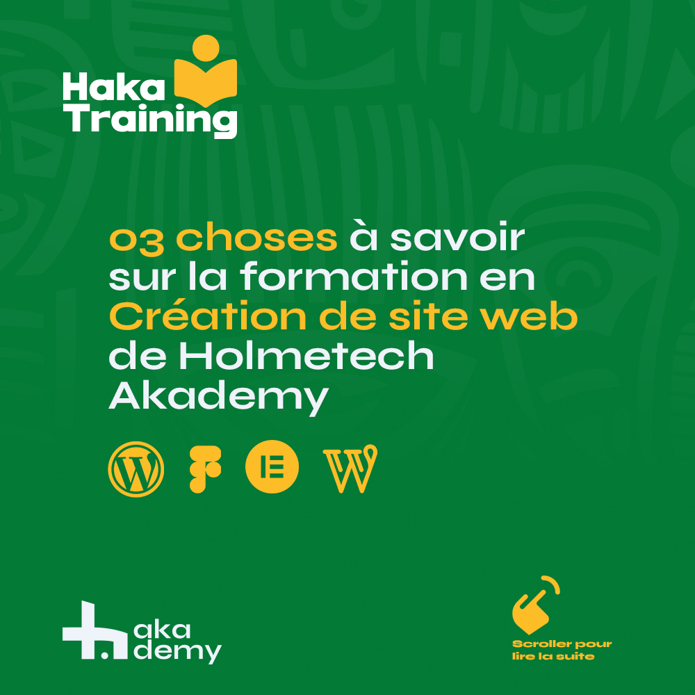 HMTAKADEMY's tweet image. La gestion de sites web est cruciale. Holmetech Akademy propose des bootcamps intensifs pour former des experts en webmastering.
3 points clés :
Formation pratique.
Compétences en design web.
Débouchés variés.
Inscrivez-vous rapidement ! #holmetechakademy #bootcamp #webmastering