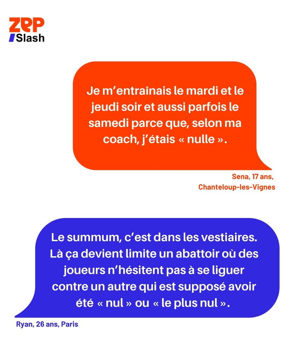 "T'es nul·les !" 

2 personnes ayant pratiqué une activité sportive au cours de l’enfance sur 3 ont subi des violences psychologiques dans ce cadre, selon une étude réalisée dans six pays européens.

Sena, 17 ans et Ryan, 26 ans, se confient sur La ZEP 🔽
zep.media/slashs/tes-nul…