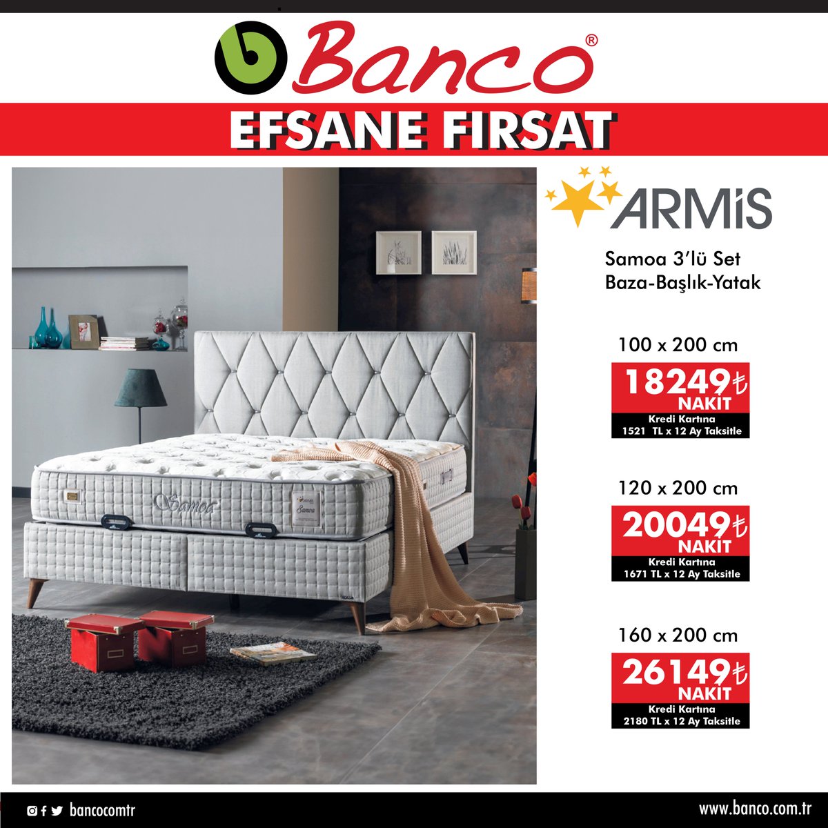 Bancocomtr's tweet photo. Efsane Fırsat 📢✨

Kaliteli bir uyku deneyimi yaşatırken şık tasarımlarıyla dikkat çeken Armis 3'lü Baza- Başlık- Yatak Setleri nakit fiyatına 12 ay taksit fırsatlarıyla Banco'da!

#banco #armis #yatak #baza #başlık #konforluuyku #kampanya #fırsat #izmir https://t.co/mg9vXJTFNz