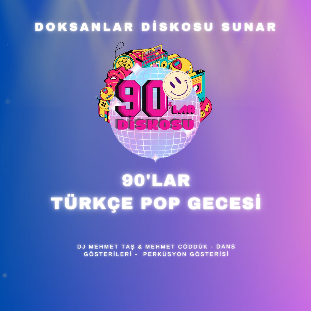 90'lara yolculuk yapalım mı??🪩🕺

Nostaljik Türkçe pop müziğin en büyük hitleri ile dolu, dans, müzik ve eğlencenin buluştuğu unutulmaz bir etkinlik olan Doksanlar Diskosu, sizlere gerçek bir ‘’Nostalji Diskosu” deneyimi yaşatacak.

Yapı Kredi World’e özel vade farksız 6'ya