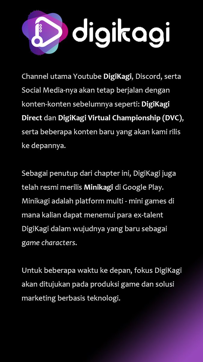 digikagi's tweet image. Pengumuman PENUTUPAN &amp;amp; PIVOT DigiKagi #Vtuber Agency