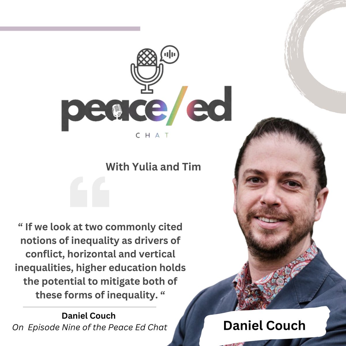 PeaceEd Chat (@peaceedchat) on Twitter photo In Episode 9 of our #PeaceEdChat podcast, <a href="/Dr_Daniel_Couch/">Dr Daniel Couch</a> discusses the potential of higher education to build Peace by mitigating the effects of vertical and horizontal inequalities.
🎧 podcasters.spotify.com/pod/show/peace…
#PeaceEducation #SDG16 #Peace #HigherEducation In Episode 9 of our #PeaceEdChat podcast, <a href="/Dr_Daniel_Couch/">Dr Daniel Couch</a> discusses the potential of higher education to build Peace by mitigating the effects of vertical and horizontal inequalities.
🎧 podcasters.spotify.com/pod/show/peace…
#PeaceEducation #SDG16 #Peace #HigherEducation