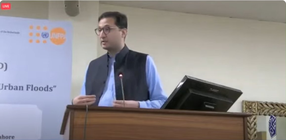 SDPIPakistan's tweet photo. 🌍 Concluding Remarks by Chairman PAC, Provincial Assembly Punjab MPA Mr. @AhmadIqbalCh  
"The theme of our discussion is highly relevant, as not only policymakers but every citizen is grappling with the impacts of climate change in these unprecedented times. Climate change is a reality and particularly affects younger generations, who will face its consequences most acutely.

Lahore, as the largest mega urban centre in Punjab and a key policy-making hub, is also at significant risk of climate disasters. The increasing shift from rural to urban areas exacerbates this risk. Many villages in the province have been submerged due to recent monsoon rains.

Efforts such as piloting well-recharging initiatives in Lahore have proven effective and cost-efficient. In urban areas, addressing behavioural issues and leveraging government incentives can make a difference. The excessive concrete development has reduced permeable surfaces necessary for water seepage into the aquifer. To address this, the government is considering tax rebates for green roof initiatives and other similar measures. 

#D4D #ClimateAction #UrbanResilience #SustainableDevelopment