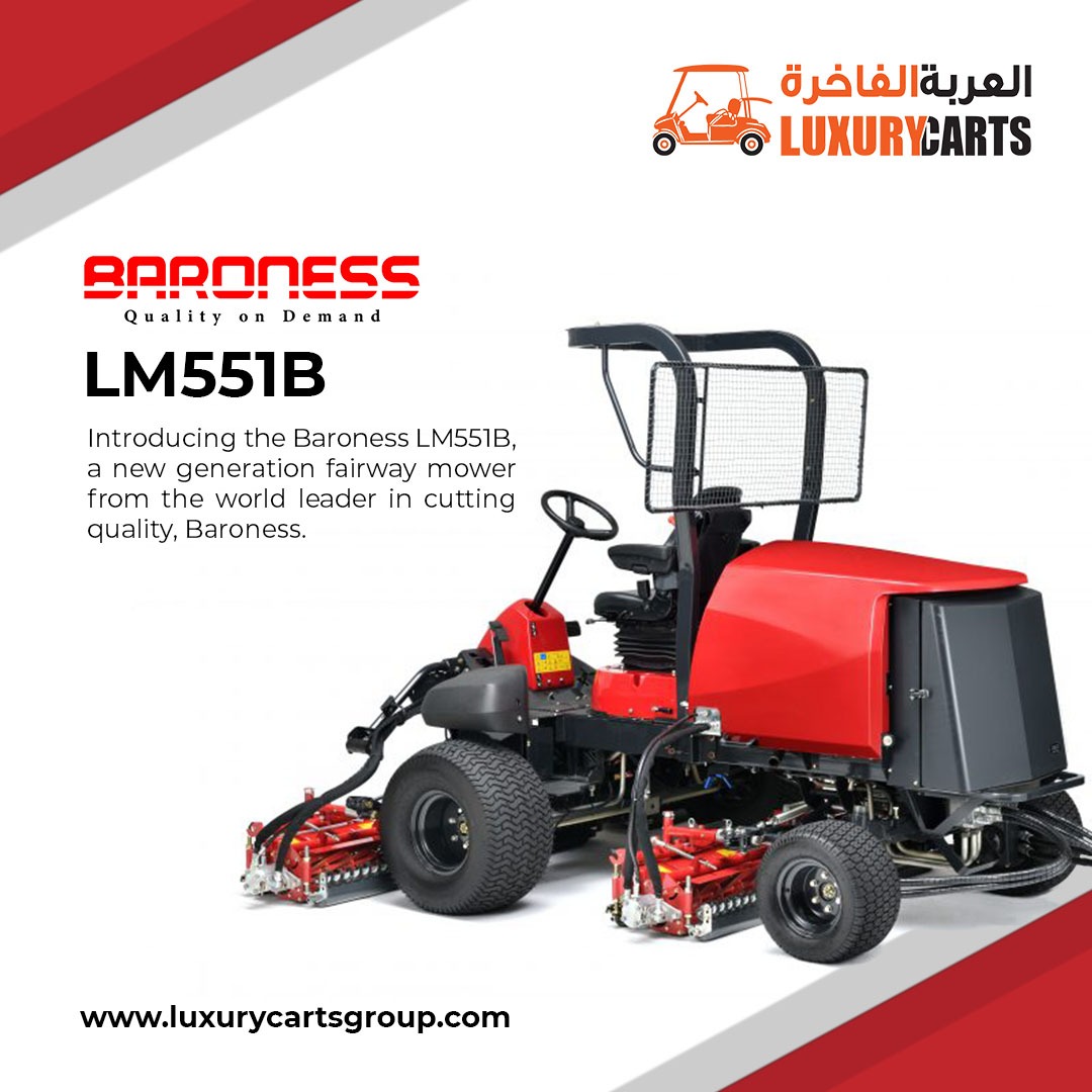 LuxuryCarts's tweet photo. Elevate your turf care with the Baroness LM551B, our latest fairway mower featuring 22″ &amp; 26″ units for any condition, advanced contour following, and superior motion range. Powered by a reliable Kubota engine, the LM551B ensures a precise, powerful cut on every fairway. 🚜 https://t.co/osMosyC3CX