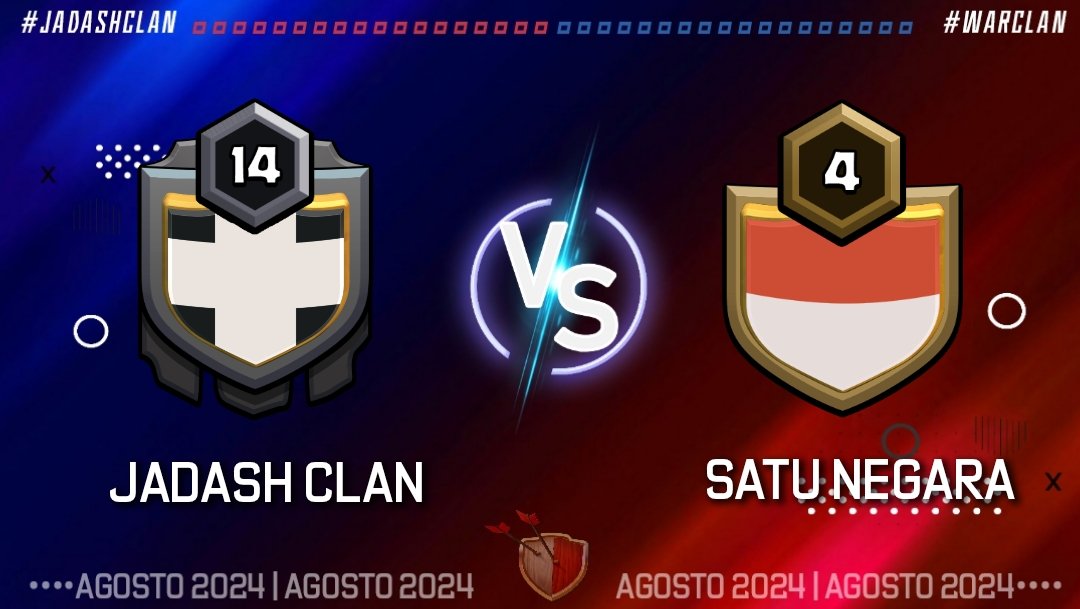 Jadash_clan's tweet photo. 🎖️GUERRA DE CLANES🎖️
WC-09 | AGOSTO | PREPARACIÓN
Próxima guerra en curso, enfrentaremos al clan indonesio #SATUNEGARA de Nivel 4.
#Gojadashiano #Jadashclan #Agosto2024 #Guerradeclanes #WARCLAN #Preparacion #ClashOfClans #WC9 https://t.co/ZCqD8zfqHO