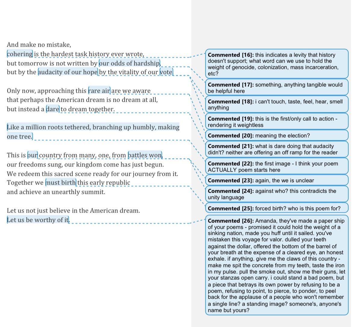 thought about making an erasure of amanda’s dnc poem, but I decided to run it through a workshop instead.