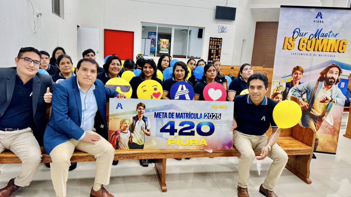 EducacionUPN's tweet photo. 🎉 ¡Un día de celebración! Las Asociaciones Educativas Adventistas del Norte 🇵🇪 presentan con entusiasmo sus metas de matrículas 🟰 Oportunidades de Salvación para el año 2025. 👑
Sumando un total de 13,116 estudiantes a nivel de la Unión Peruana del Norte.🤩 #OurMasterIsComing https://t.co/qyK5EYwDxV