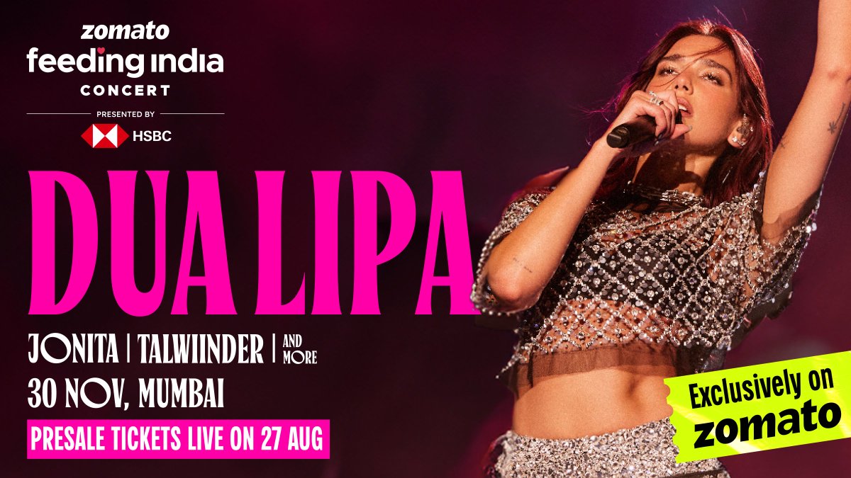 Zomato Feeding India Concert (ZFIC) is back! Headlining this year’s event is my favourite global pop icon, <a href="/DUALIPA/">DUA LIPA</a>, an inspiration to millions worldwide!

ZFIC is our endeavour to strengthen India’s resolve to eradicate malnutrition and hunger in the country through community