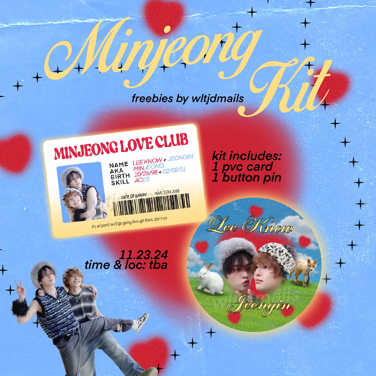★  MINJEONG LOVE CLUB  ★    

skz #dominATE_BULACAN freebies by <a href="/wltjdmails/">elle ✧</a> / <a href="/wltjdarchives/">aj ౨ৎ</a>

⊹ 11/23/24 @ Philippine arena
⊹ time: tba
⊹ strictly 1:1 | limited quantity

see you soon <3