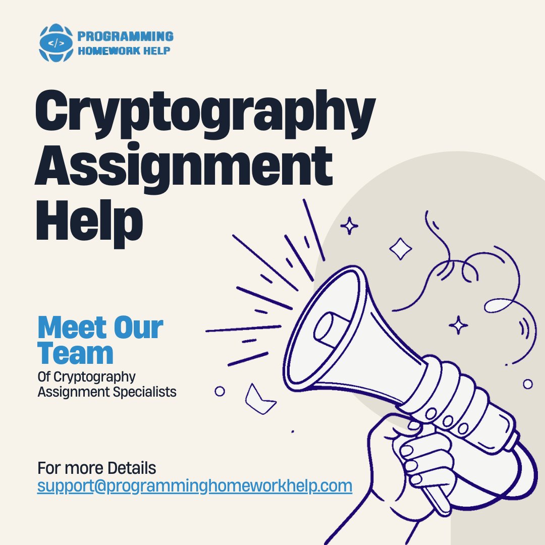 JoeWilliam53947's tweet image. Looking for the best cryptography assignment help? Get expert assistance for your programming homework at programminghomeworkhelp.com/cryptography/. Act now and get 20% off your second assignment with code SECOND20.
#programminghomeworkhelp #offers #cryptographyassignmenthelp