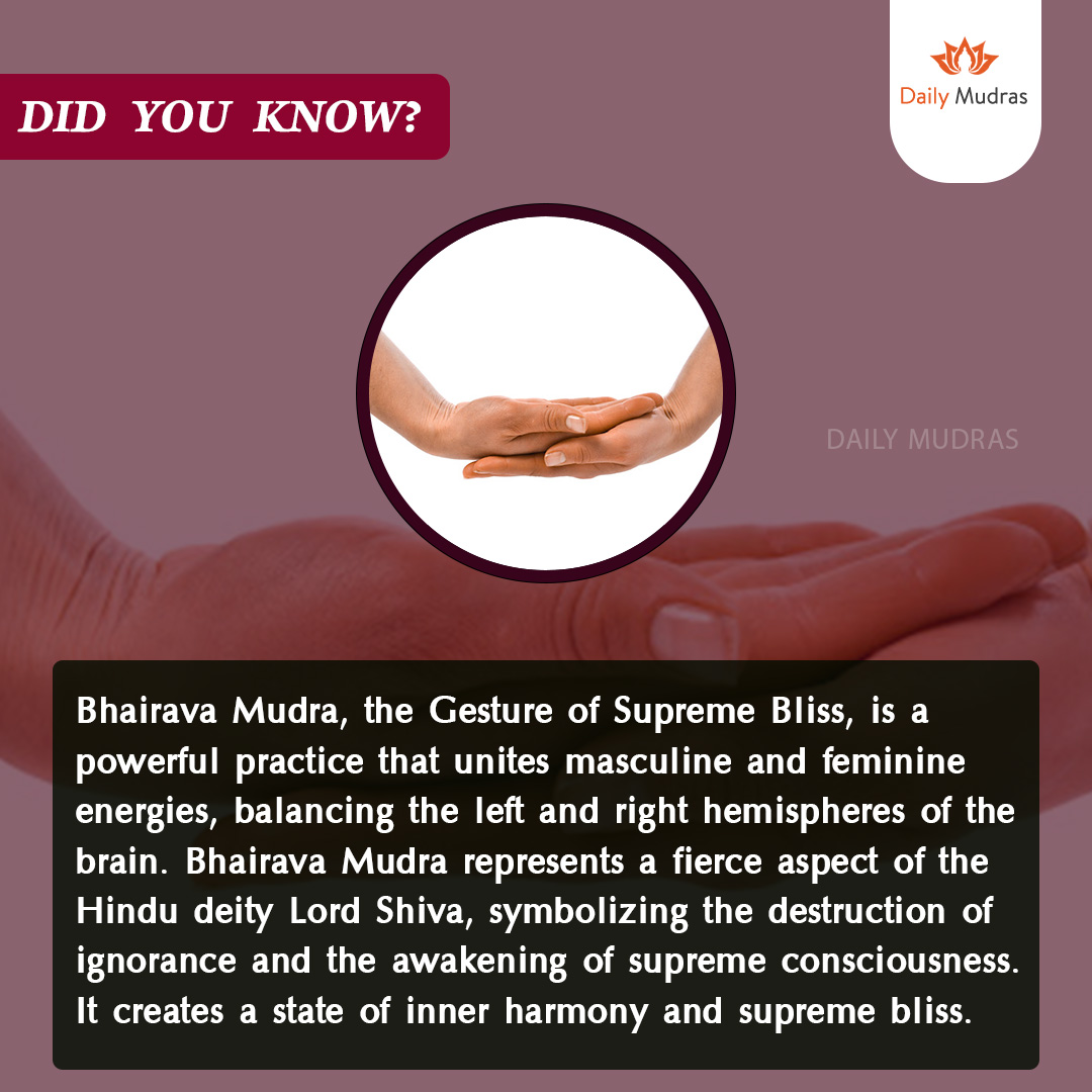 DailyMudras's tweet image. Did You Know? 🧘‍♂️✨
#BhairavaMudra #InnerHarmony #SpiritualAwakening #YogaJourney #MindBodyBalance #dailymudras