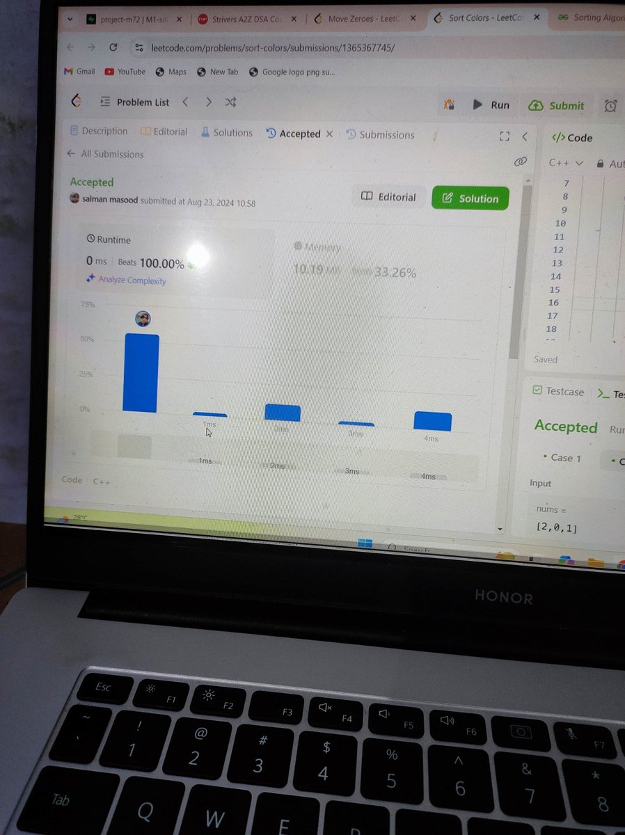 salman_code's tweet image. Solved a Leetcode medium problem that beats 100% 😲