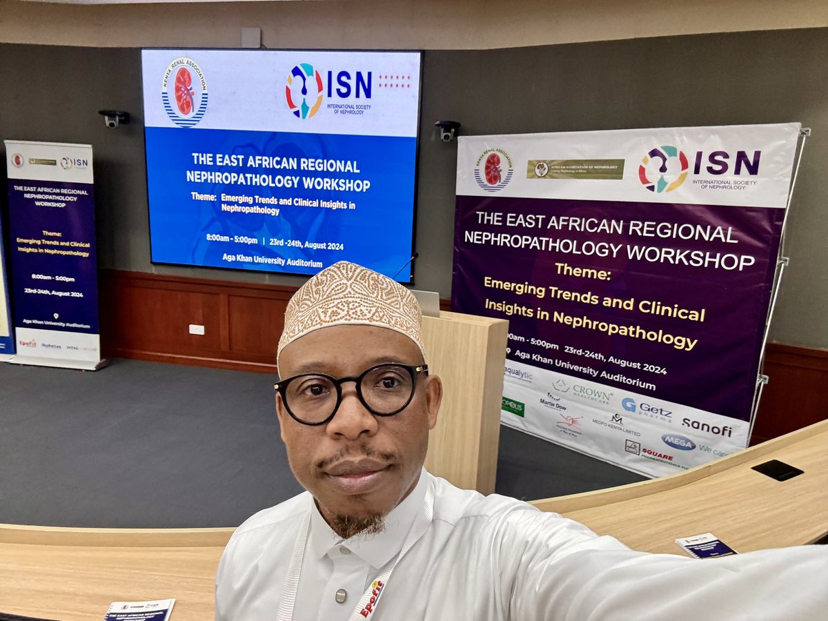 Onsite at Aga Khan University Auditorium for THE EAST AFRICAN REGIONAL NEPHROPATHOLOGY WORKSHOP 23-24 August 2024 where I’m presenting on and facilitating the discussion on EMERGING TRENDS &amp; CLINICAL INSIGHTS IN NEPHROPATHOLOGY to Nephroloogists and Pathologists. 

The Workshop