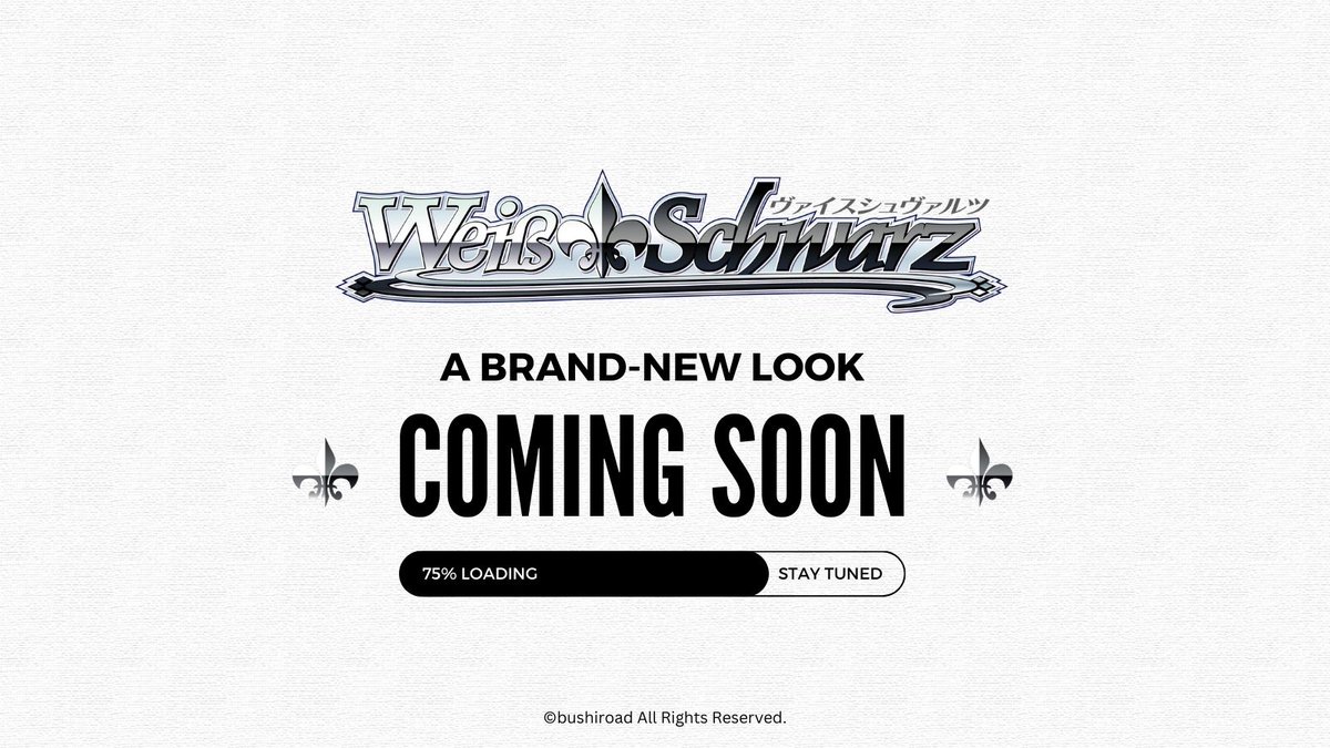 weissschwarz_en's tweet photo. A brand-new look is coming to Weiss Schwarz English?!

Stay tuned for more information!

#WeissSchwarz #TCG https://t.co/Lw7rv5lTtz