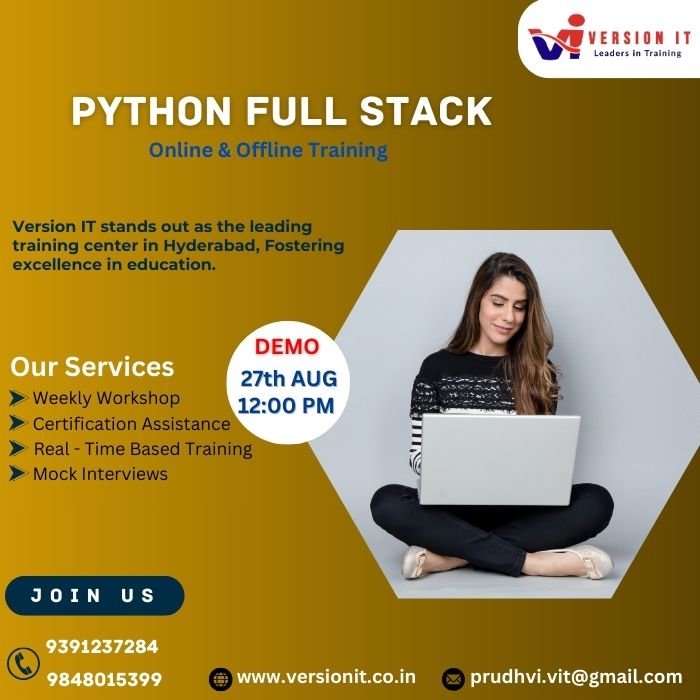 VersionitCloud's tweet image. Python Full Stack Training with Placement Assistants
📷New Batch Online & Offline Demo
📷Date: 27th AUGUST 2024
📷Timing: 12:00 PM
📷Duration: 5 MONTHS
Visit Our Website: versionit.co.in/python-full-st…
#pythonfullstacktraininginhyderabad
#pythonfullstackcourse
@9391237284/9848015399