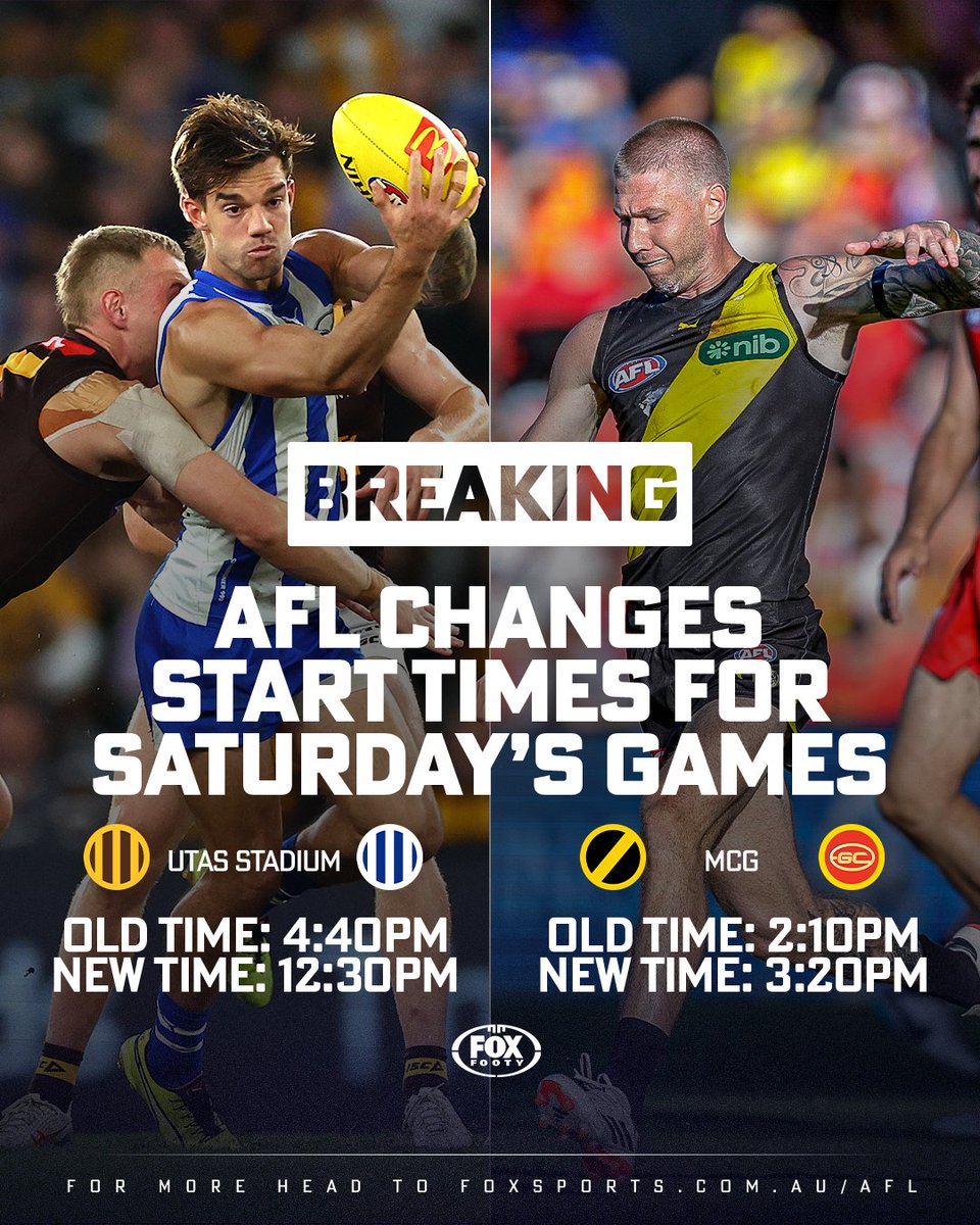 As first reported by <a href="/DrewJonesFOX/">Drew Jones</a>, the AFL has been forced to alter tomorrow's fixture on the back of electrical strikes in Launceston 🔀

READ HERE > bit.ly/46WgReg