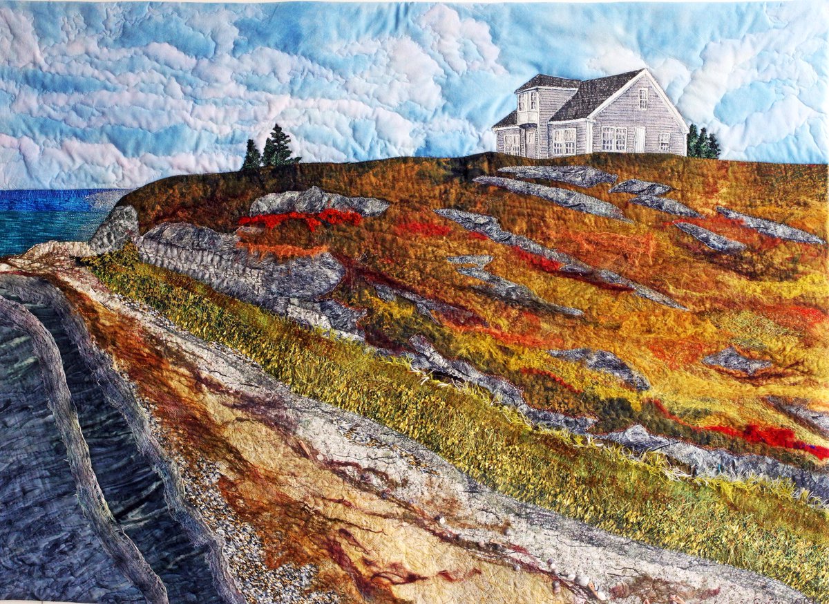 womensart1's tweet photo. Contemporary Nova Scotia textile artist Laurie Swim creates quilt art which captures her local landscapes #WomensArt https://t.co/79uKn7O1KL