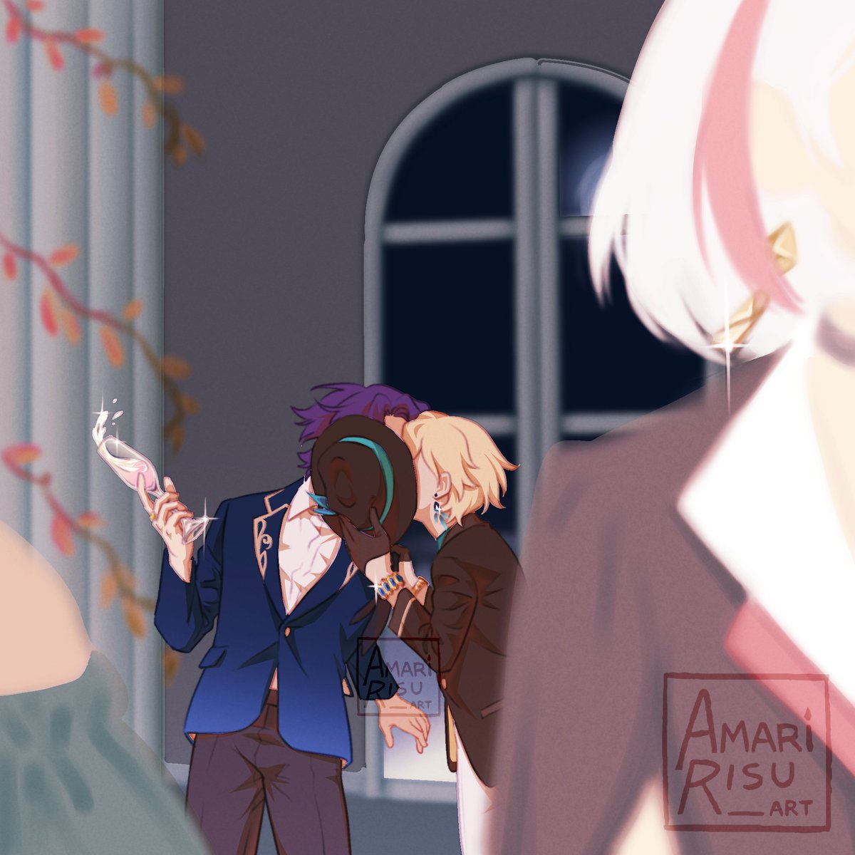 Taking my time catching up/finishing prompts since the week technically ended alr🥲
Day 4: Stolen Kiss
#aventioweek2024 #aventio 
#Aventurine #DrRatio