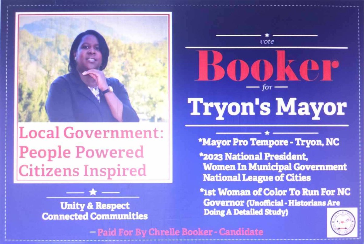 ChrelleBooker's tweet photo. Elect Chrelle Booker - Tryon's Mayor https://t.co/qPDDH7bqLT