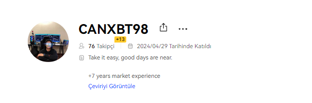 100$ > 159$ 📈

COPY TRADE ETKİNLİĞİ DEVAM EDİYOR.

Hedefimiz büyük para ile tek seferde vurup çıkmak değil.

Küçük paralarla sürdürülebilir kazançlar elde etmek.

100$ ile başlattığım etkinlik +76 takipçisiyle birlikte devam ediyor.

Şimdilik kasa +159$.

Acelemiz yok, avantajlı