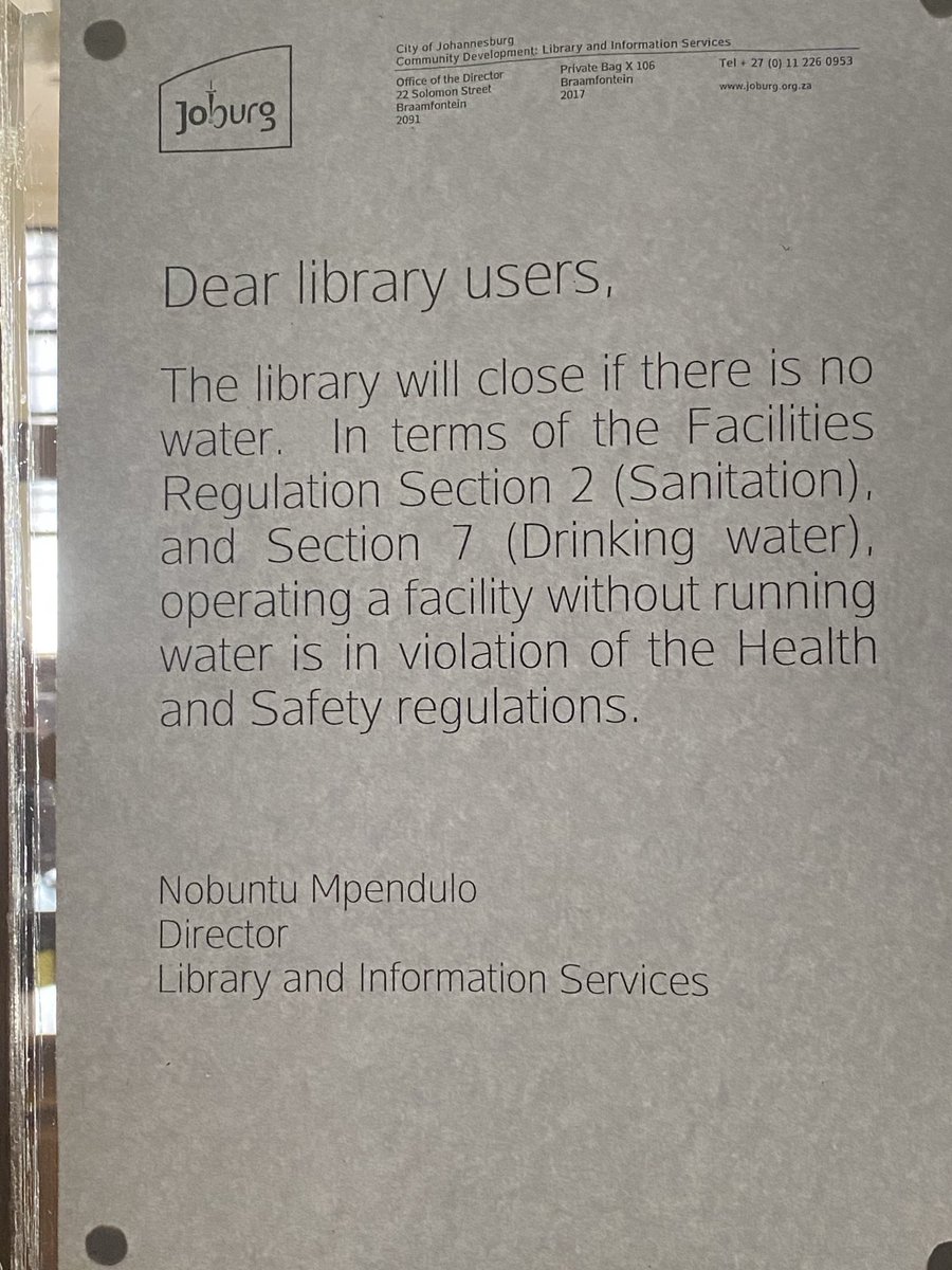 ferialhaffajee's tweet photo. The city mandarins closed the Johannesburg Central Library (for three years and a mystery bill of up to R60-million) so quickly the librarians left a jersey behind. And their lunch Tupperware. Of all the injustices we face, this is the one that must be the tipping point. Sies! https://t.co/Tu68Z7LeLe