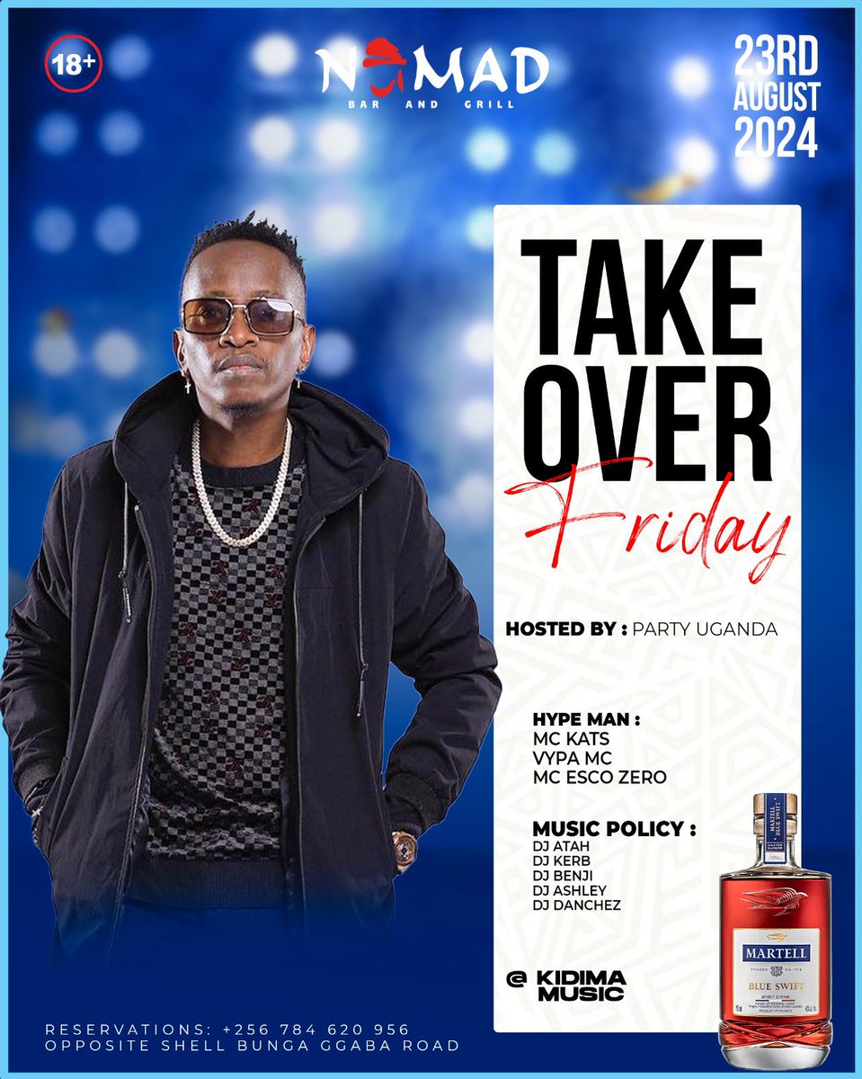 NOMAD_KAMPALA's tweet photo. TAKEOVER FRIDAYS justify the saying, "Thank God its Friday"
Come party with city's A-listers, Socialites and your fave Celebs!
#TakeOverFriday
#WeAreNomad
#TheHomeOfEntertainment https://t.co/5IMwSdCPNN