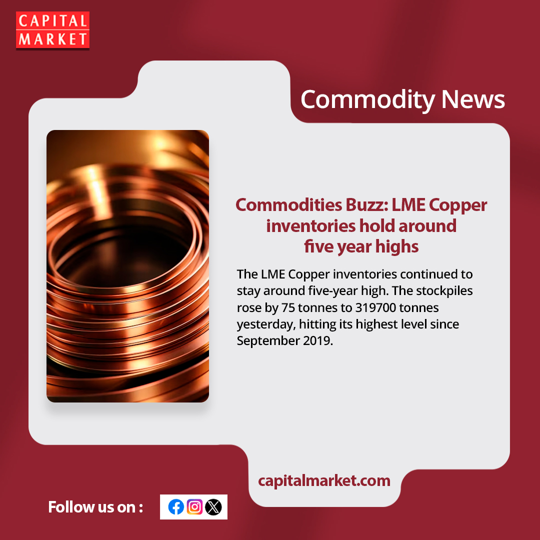 CapitalMarket17's tweet image. LME Copper Inventories Hover Near Five-Year Highs: Commodities Buzz
Share | Follow For Daily Updates.
capitalmarket.com
#CommoditiesUpdate #CopperMarket #LMECopper