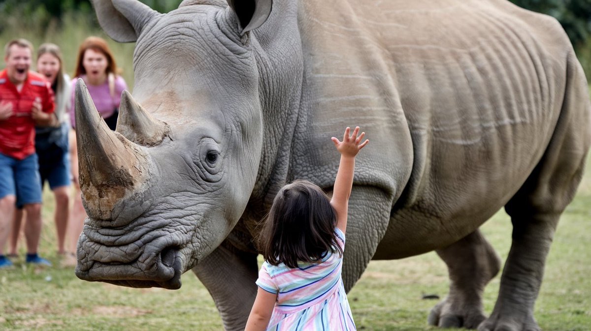 Girl stops rhinoceros, family is horrified. Girl is unafraid. #ideogram2  

ideogram.ai/g/9FOVcHlYR4mK…