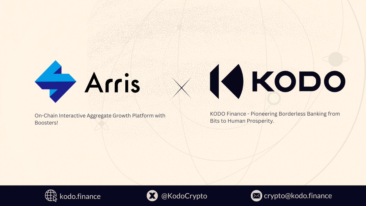 KodoCrypto's tweet image. 📢 #KODO is glad to announce our partnership with @Arris_io, for the best fiat on&amp;amp;off ramp service.

#Arris is a comprehensive platform designed to streamline and enhance #web3 on-chain interactions. Addressing the challenges of long time cycles, uncertainty, and traffic creation