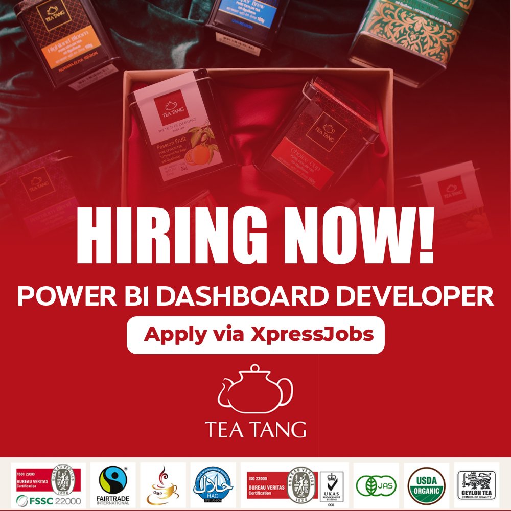 xpress_jobs's tweet image. Tea Tang (Pvt) Ltd is hiring Power BI Dashboard Developer
Apply via 👉 xpress.jobs/jobs/view/1493…
#TeaTang #Hiring #PowerBIDeveloper #DashboardDeveloper #JobOpportunity #JoinOurTeam #DataVisualization #TechJobs #CareerOpportunity #JobOpening #ApplyNow #CareerGrowth