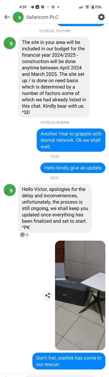 kariokote's tweet photo. Lakini watu mko na uchokozi. Mbona sasa uDM Safaricom pics of your Starlink purchase 😂. https://t.co/qHoFAGUXRG