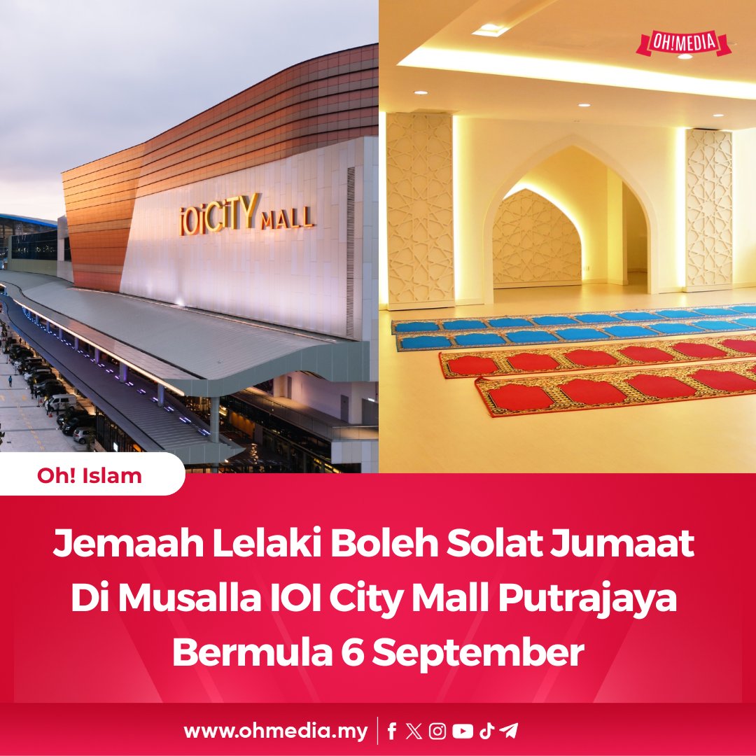 ohtweet's tweet photo. Terbaik! semoga banyak lagi mall besar mampu menyediakan kemudahan untuk solat jumaat seperti IOI City Mall lakukan. https://t.co/eZERxuROIK