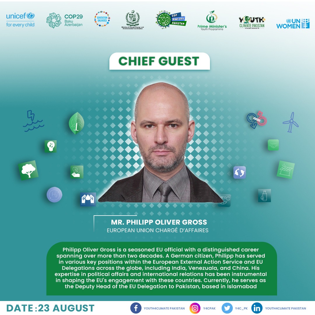 Y4C_Pk's tweet photo. We're honored to have Philipp Oliver Gross π©πͺ, a seasoned EU official, as our keynote speaker. His insights will undoubtedly inspire and inform our discussions. π
#COP29 #ClimateAction #SkillsForTheFuture #COPinMyCity #YouthRising https://t.co/4AftLVmT0k