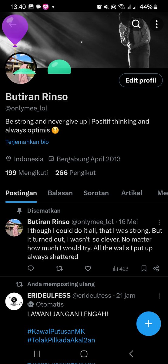 onlymee_lol's tweet photo. 26 years..
Terimakasih masih tetap bertahan sampai sejauh ini. Semoga ditahun ini apa yg disemogkan bisa segera tercapai. Terus berproses menjadi lebih baik lagi ya Nda. Alloh pasti telah mempersiapkan yg terbaik untukmu apabila kamu terus berusaha menjadi lebih baik lagi. https://t.co/SIwaweDBjk