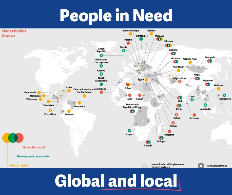 people_in_need's tweet photo. 🌍At People in Need, we pride ourselves on being a #Czech NGO. 
But we're also global &amp; local…
To see this read our Annual Report for 2023: https://t.co/Wa4NlKYGsJ
Read how our local colleagues help people in their own countries, make a better future for themselves! https://t.co/RW5FRhDEHQ