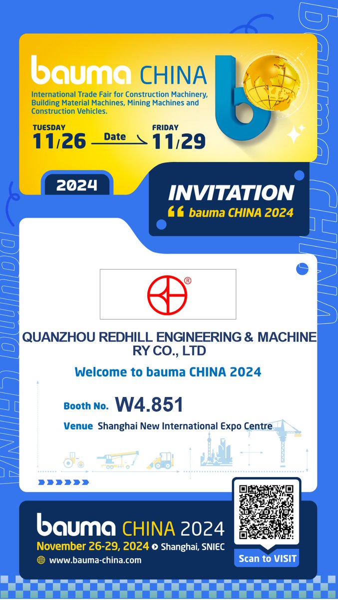 ShirleyFu19's tweet photo. Hii, we will attend the Bauma China 2024 on Nov. 26 - Nov.29, and we sincerely invite you to join us. https://t.co/WtH8WS5tkU