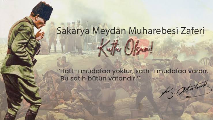 _iremguner's tweet photo. "Hattı müdafaa yoktur, sathı müdafaa vardır. O satıh bütün vatandır!"

22 gün, 22 gece süren Sakarya Meydan Muharebesi’nin 103. yılında Gazi Mustafa Kemal Atatürk ve silah arkadaşları başta olmak üzere tüm şehit ve gazilerimizi saygı, rahmet ve minnetle anıyoruz. https://t.co/a2Z9MbUOkG